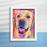 Quadro Decorativo Golden Retriever Arte Dog