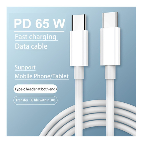 Cable Usb Tipo C - C Para Samsung Huawei Xiaomi - 65w / 30cm