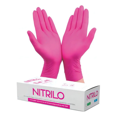 Guantes descartables antideslizantes UniSeal Nitrilo color rosa talle P en pack de 100 x 100 unidades | Envío gratis