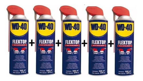 Kit Com 5 Und Wd-40 Desengripante/óleo Wd40 500ml Flextop