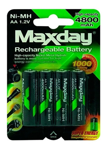 Pack 4 Pilas Aa Recargables Pila Recargable Pilas Aa 4800mah