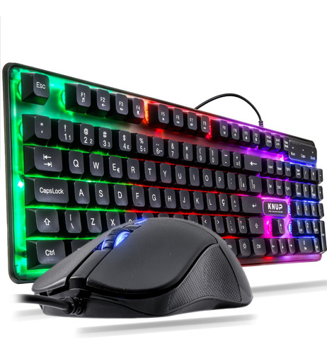 Kit Gamer Pc Teclado Mouse Led Rgb Sensação Mecânica Pc Usb