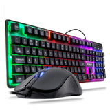 Kit Gamer Pc Teclado Mouse Led Rgb Sensação Mecânica Pc Usb