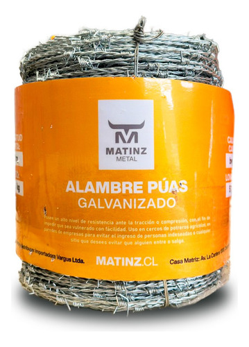 Alambre Púas Galvanizado Matinz Metal Calibre Bwg 16 X 500mm