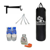 Kit Boxeo Bolsa 0,90cm + Bucal+ Vendas+ Cadena+ Soporte Box