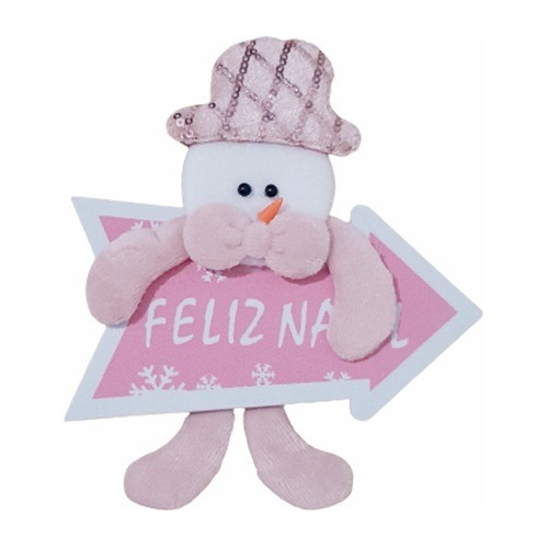 Pendente Enfeite Natal Boneco De Neve Rosa Pendurar Árvore