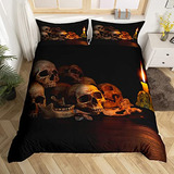 Juego De Ropa De Cama Temática De Calaveras 3d De Lujo...