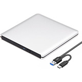 Grabadora Portatil Roofull Usb 3.0/usb-c Dvd/cd Rom Silver