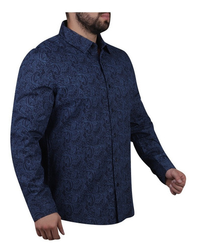 Camisa De Vestir Hombre Color Azul 960-09