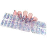 Uñas Semicuradas Uv Diseño Light Glitter Morado Set