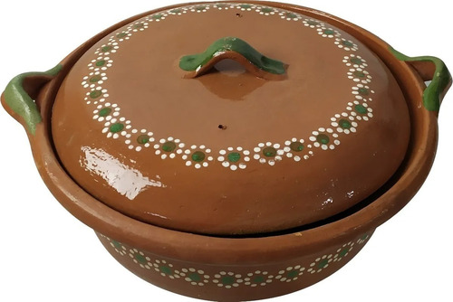 3 Pzas Cazuela Olla Barro 1kg Con Tapa Artesanal Tradicional