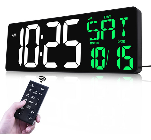 Txl Reloj De Pared Digital Con Pantalla Grande Dst Automtic