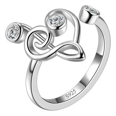Anillo De Corazón Nota Musical Plata Para Mujer | Meses sin interés