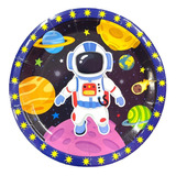 6 Platos Chicos De Cartón Para Fiesta Con Tema De Astronauta