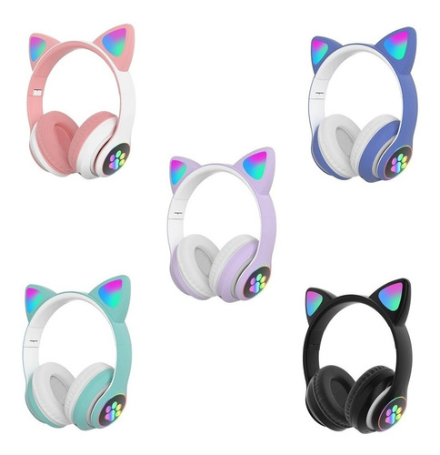 Audífonos Inalámbricos Bluetooth Rgb Orejas Gato Niña  Stn28