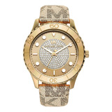 Michael Kors Womens Runway Reloj De Pvc Dorado Con Tres Mane