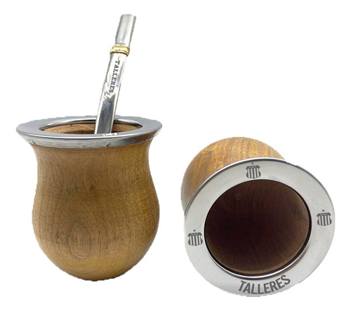 Mate De Madera Algarrobo Con Bombilla Talleres De Cordoba