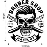 Adesivo Barbearia 118x100cm Barbeiro Bigode Salão Porta  