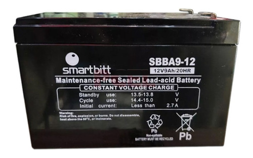 Batera Smartbitt 12v/9ah Sbnb750, Sbnb900lcd, Sbnb100, Sbnb1