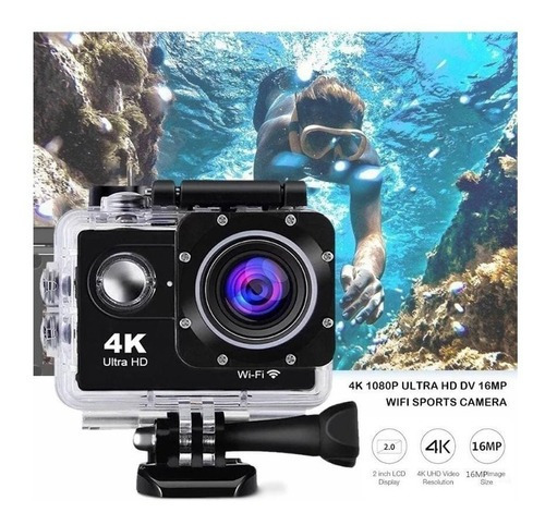 Cámara De Acción Deportiva 4k Para Excursiones De Pesca Y Aventura, Color Negro