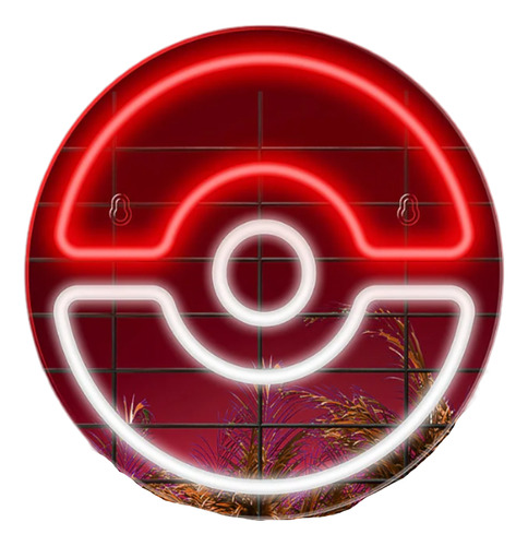 Luz Neon Led Pokebola Pokemon Anime Gamer Con Interuptor