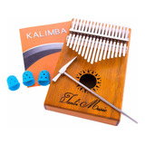 Kalimba Piano De 17 Teclas Con Afinador Y Púas Para Pulgar (