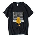 K Divertido Programador De Gatos Estampado Playera Casual