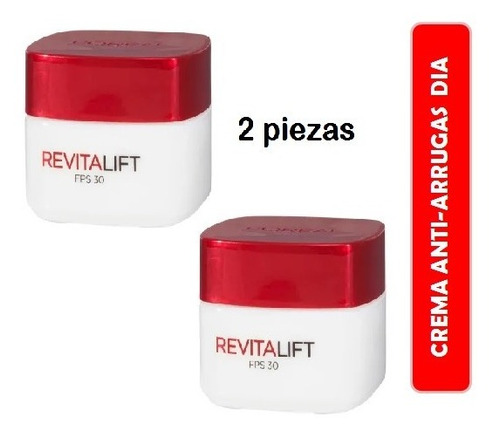 Crema Facial L'oréal Revitalift Anti Arrugas 2 Pzas De 50 Ml