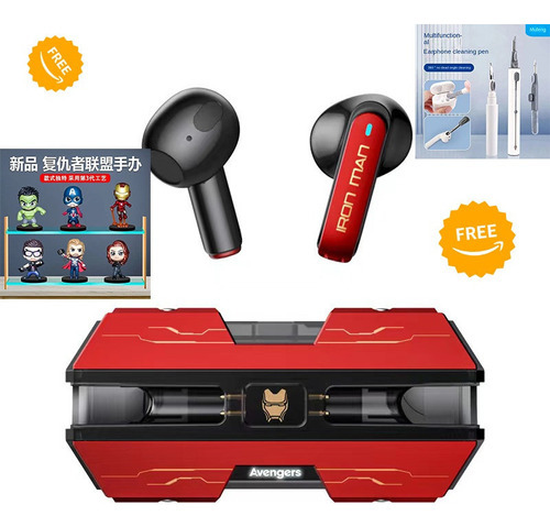 Bluetooth Audífonos Con Reducción Ruido Marvel -headphones Color Rojo