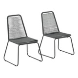 Sillas De Exterior 2 Piezas Poly Rattan Negro