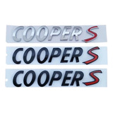 Letras De Mini Cooper S Negras 3d Maletero - Negro Brillante