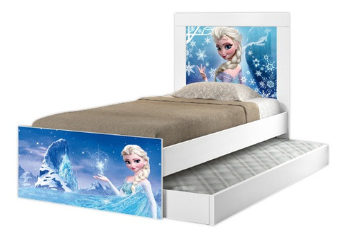 Cama Solteiro Com Auxiliar Frozen, Bicama, Moveis De Menina