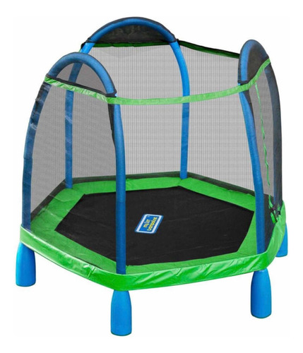 Trampolín Brincolín Infantil Sportspower Red De Seguridad Color De La Lona De Salto Negro Color Del Cobertor De Resortes Verde