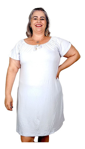 Vestido Manga Curta Feminino Plus Size Ciganinha Midi 