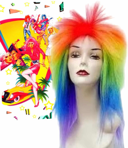 Peluca Larga Lisa Ochentera Cosplay Star Jem Multicolor