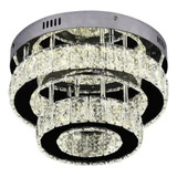 Lustre Plafon Led Cristal Redondo Sala Duplo Inox 3 Em 1 110v/220v