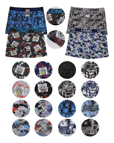 Pack 12. Boxer Short Corto Hombre Con Diseño Marca Qikun