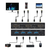 Am-kvm 201cl Conmutador Kvm 2 En 1 Hdmi/usb Soporte Hd