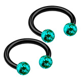 Bodyjewellery 2 Unids 0.56 Oz Circular Barbell Negro Titanio