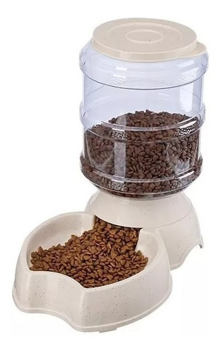 Comedero Dispensador De Alimento Para Mascotas Color Beige