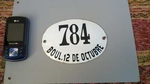 Antiguo Cartel Numero Domiciliario  Boul. 12 De Octubre 784