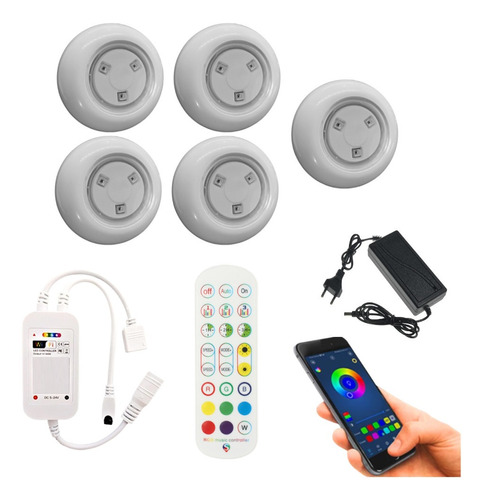 Kit 5x Iluminação Piscina 9w Cano Tubo 25mm + Fonte + Wi-fi