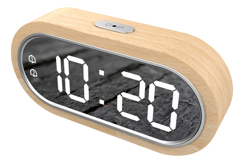 Reloj Digital Madera Haya Dual Alarma Snooze Usb Termómetro