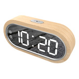 Reloj Digital Madera Haya Dual Alarma Snooze Usb Termómetro
