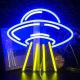 Ufo Alien Spaceship Led Neon Light Signs Blue Yellow Neon Li
