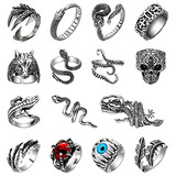 15 Piezas Vintage Punk Anillos Para Hombres Mujeres Gótico P