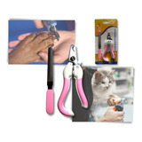 Alicate De Unhas Cortador Caes Gato Cachorro Peq + Lixa Cor Rosa