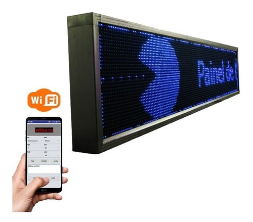 Painel Letreiro Led Digital 100x40 Externo Azul Wi-fi