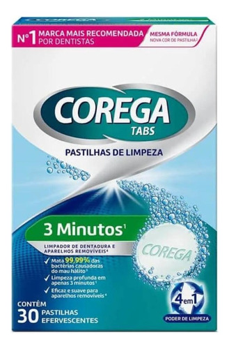 Corega Tabs 4 Em 1 Limpador De Dentaduras C/30  Envio 24h