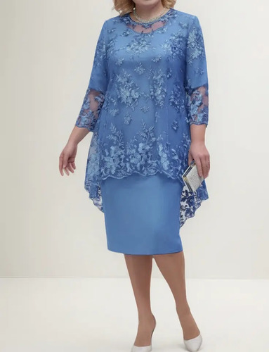 Encantador Vestido De Señora Suave Textura Bordado Flor Enca